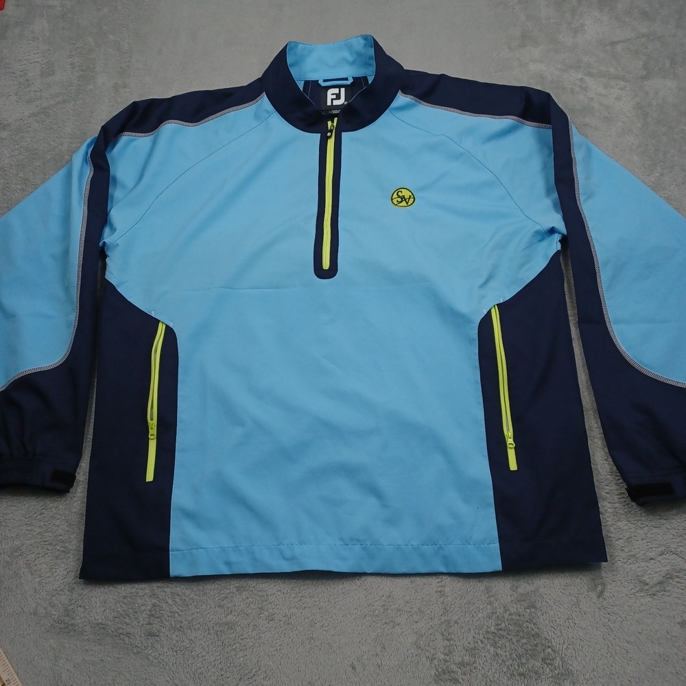 Footjoy Sweater Mens XL Blue 1/4 Zip Pullover Golf Preppy Logo Casual